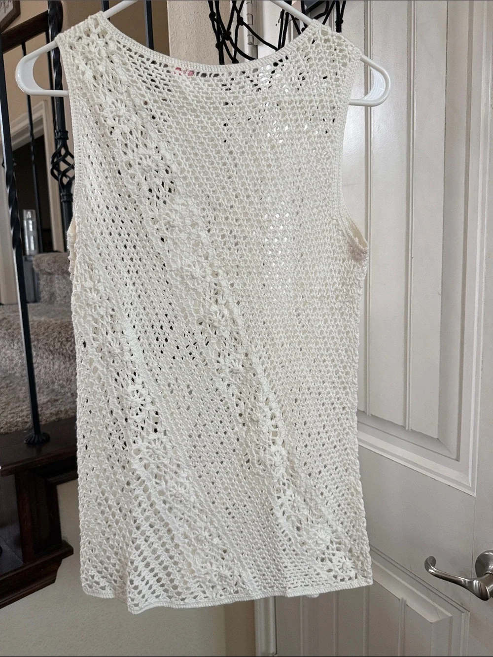 White Crochet Swim Coverup Tank